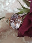 New Rose De France Amethyst & White Cambodian Zircon Ring - Size P