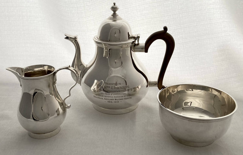 George V Silver Tea Set of First World War & Yorkshire Interest. London 1918, Z. Barraclough & Sons. 40 troy ounces.