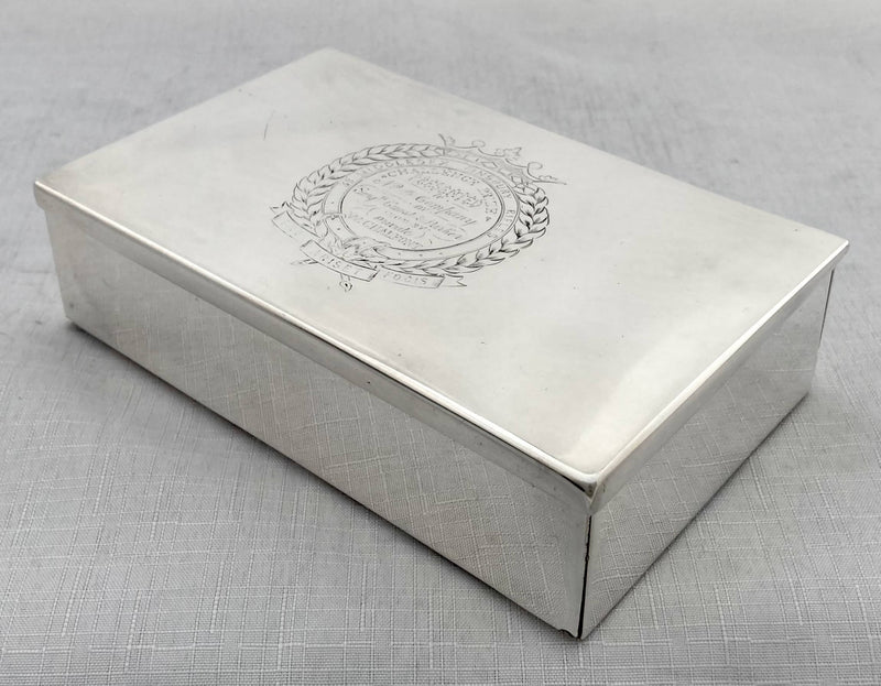 Large Regimental Silver Plated Sandwich Box; 39th Middlesex Finsbury Rifles.