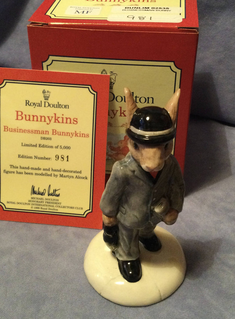 Royal Doulton Businessman bunnykins figurine Doulton Bunnykins Figure DB203 Limited Edition