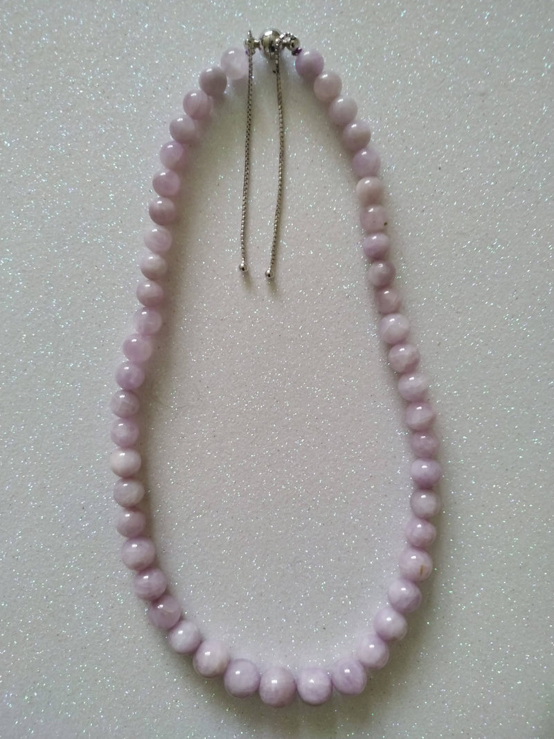 New Sterling Silver Kunzite Beaded Necklace