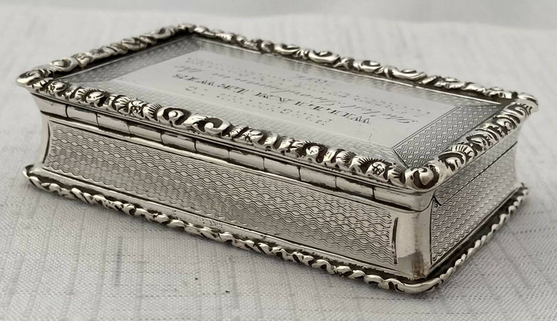 Victorian Silver Snuff Box, Montgomeryshire Yeomanry Cavalry. Birmingham 1877 George Unite. 3.2 troy ounces.