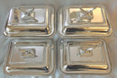 Georgian, George III, set of four Sheffield Plated entree dishes and covers with matching crests. Circa 1810.