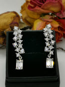 New Platinum Overlay Sterling Silver (Oct) Dangling Earrings (with Push Back) Made with GENUINE SWAROVSKI ZIRCONIA