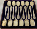 Victorian Cased Set of Twelve Ice Cream Shovels. Martin Hall & Co. of Sheffield. circa 1870 - 1890.
