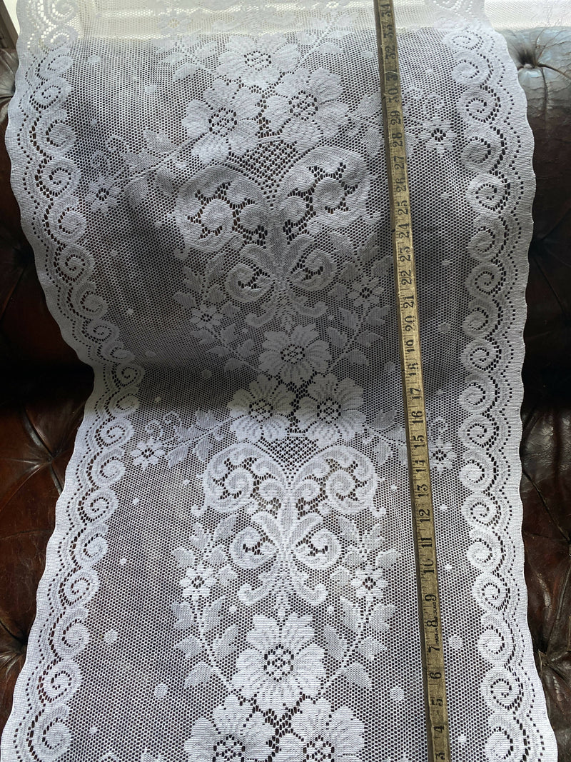 Victorianna white 23" wide white cotton lace available off the roll per metre
