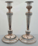 Georgian, Pair of Old Sheffield Plate Crested Candlesticks, circa 1820.