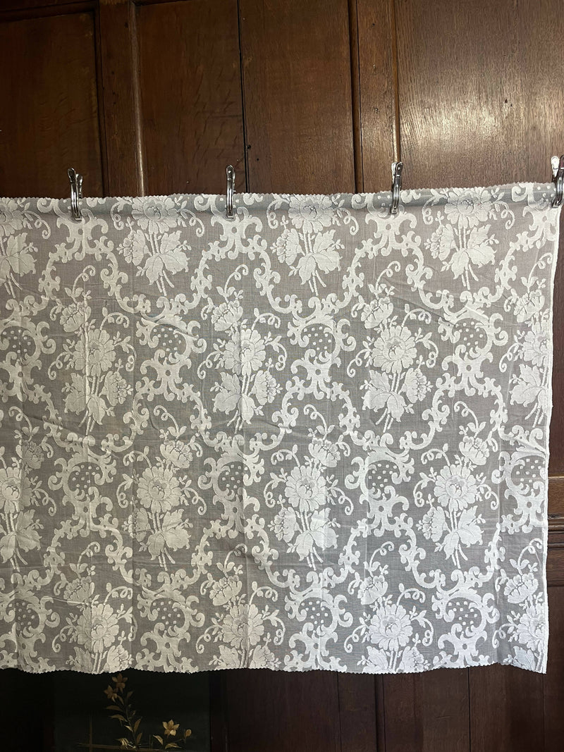 Scottish Madras Panel with Jacobean Floral Peony Design in White 67” / 35”