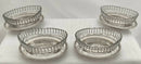 Victorian Set of Four Silver Plated & Cut Glass Salt Dishes, circa 1850 - 1860.