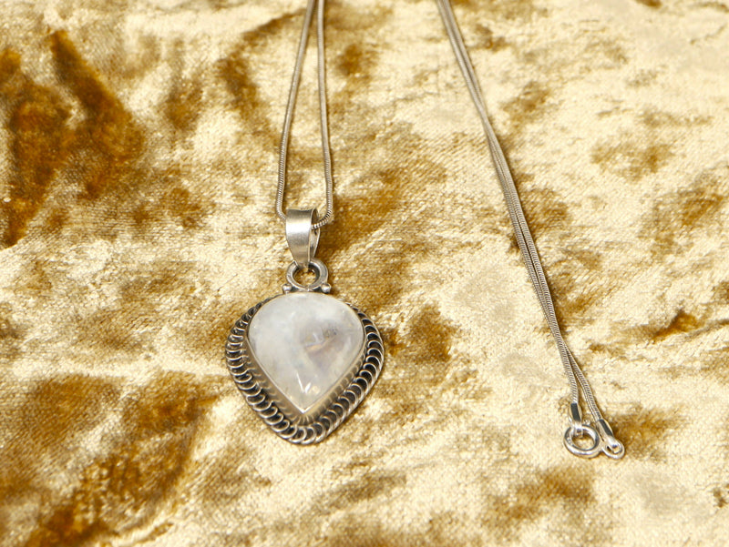 Silver and Moonstone Designer Pendant & Chain