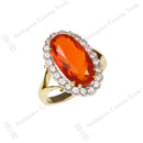 Handmade 18ct Fire Opal & Diamond Cluster