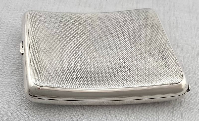 George V Silver Curved Cigarette Case. London 1926 Sampson Mordan & Co. 4.1 troy ounces.