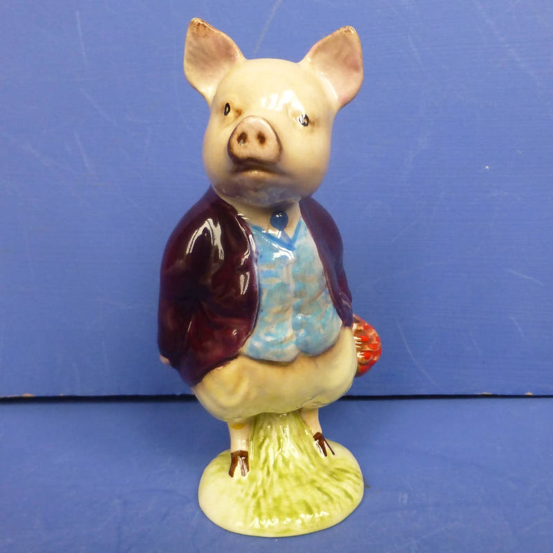 Beswick Beatrix Potter Figurine Pigling Bland (First Variation, Deep Maroon Jacket) BP3A