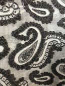 Striking contemporary Paisley Black Cotton madras Lace Curtain Panel 66"/120"