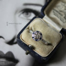 Art Deco Style 18ct White Gold Sapphire & Diamond Cluster