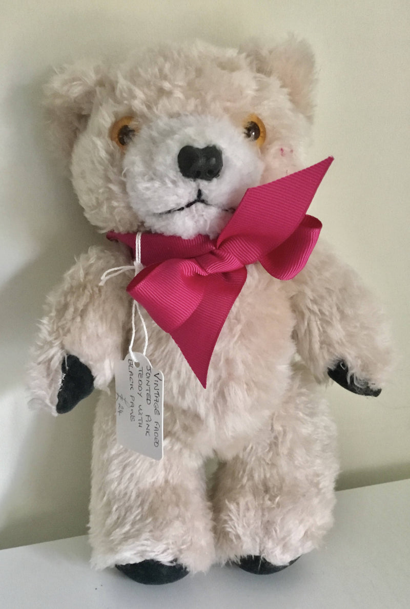 Vintage Teddy Bear Faded Pink. Jointed. 9”