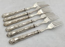 Edwardian Cased Set of Silver Handled Fruit Knives & Forks. Sheffield 1901.