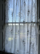 Antique French Corneley off white Cotton Lace Curtain Panels recuperated château 72”/120” to finish