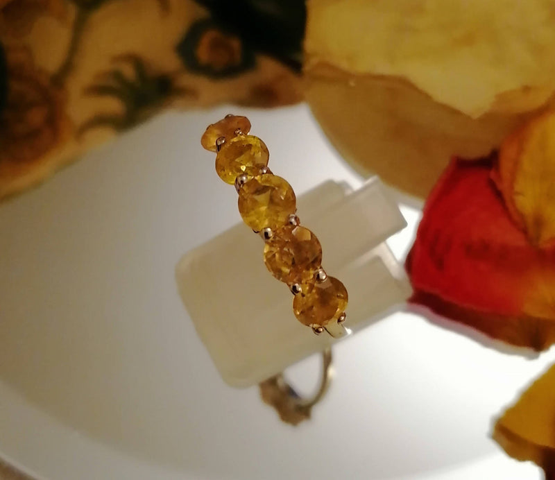 New Yellow Sapphire and Natural Cambodian Zircon Ring (Size T)