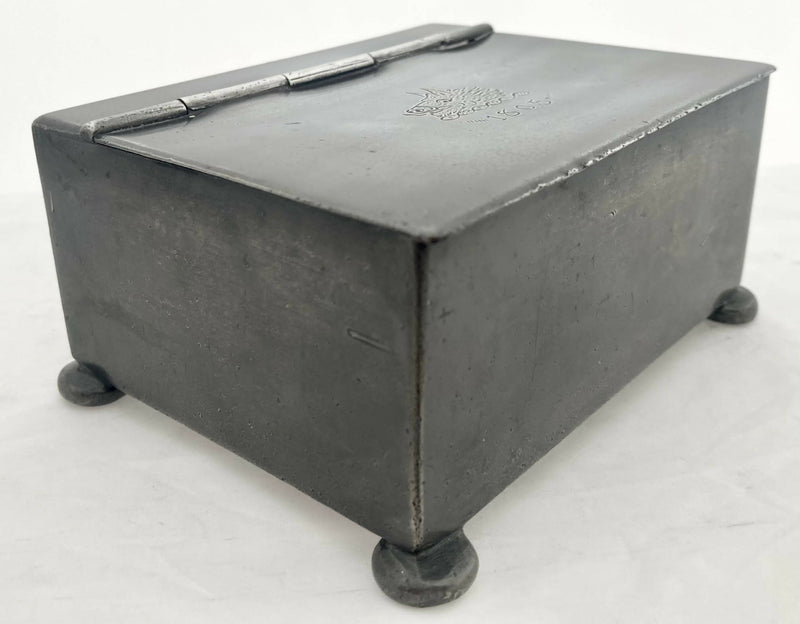 Georgian, George III, Crested Pewter Tobacco Box, circa 1805.