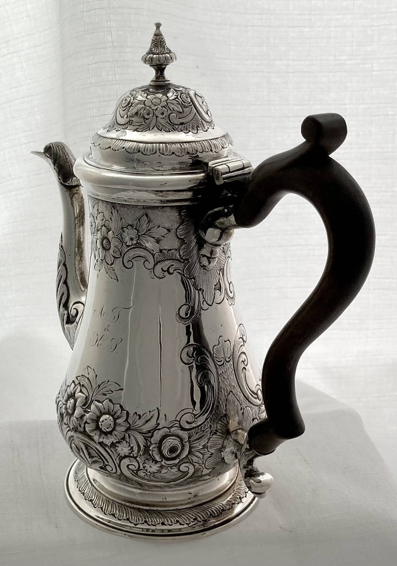 Georgian, George II, Silver Coffee Pot. London 1759 Thomas Whipham & Charles Wright. 23 troy ounces.