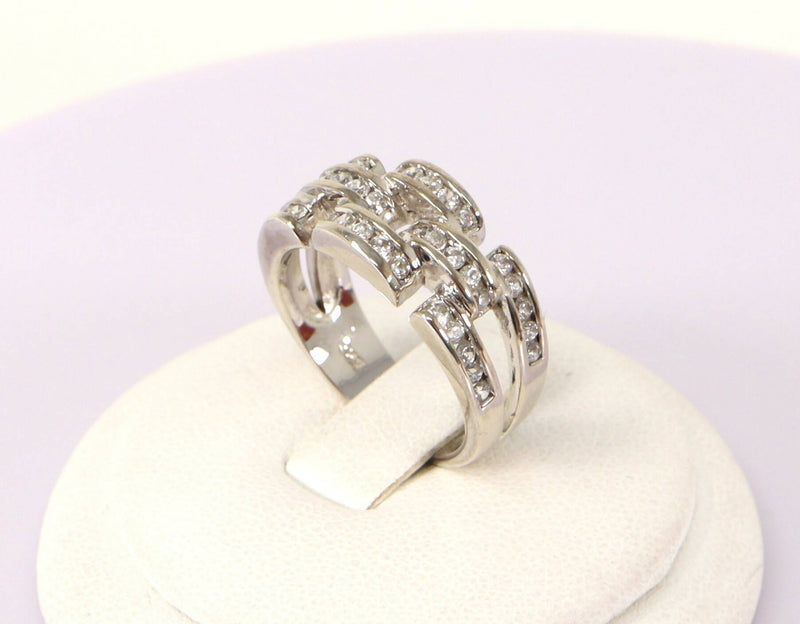 Silver & CZ Cluster Band Ring