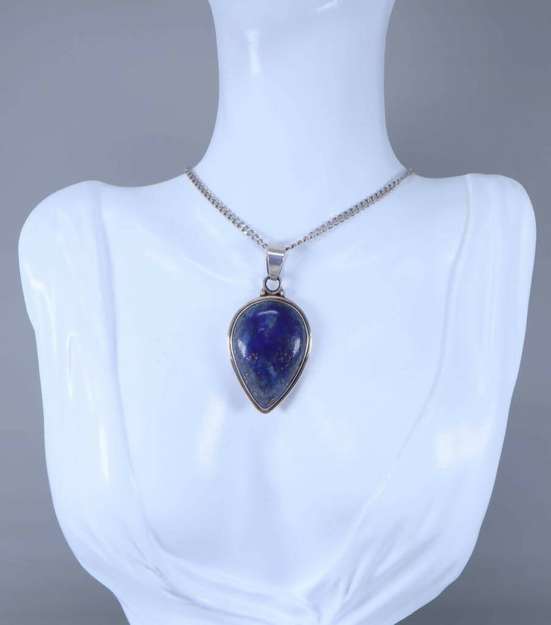 Vintage Silver and Lapis Lazuli Statement pendant & Chain