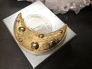 Vintage Christian Dior Gold Plated Crescent Moon Brooch with Box