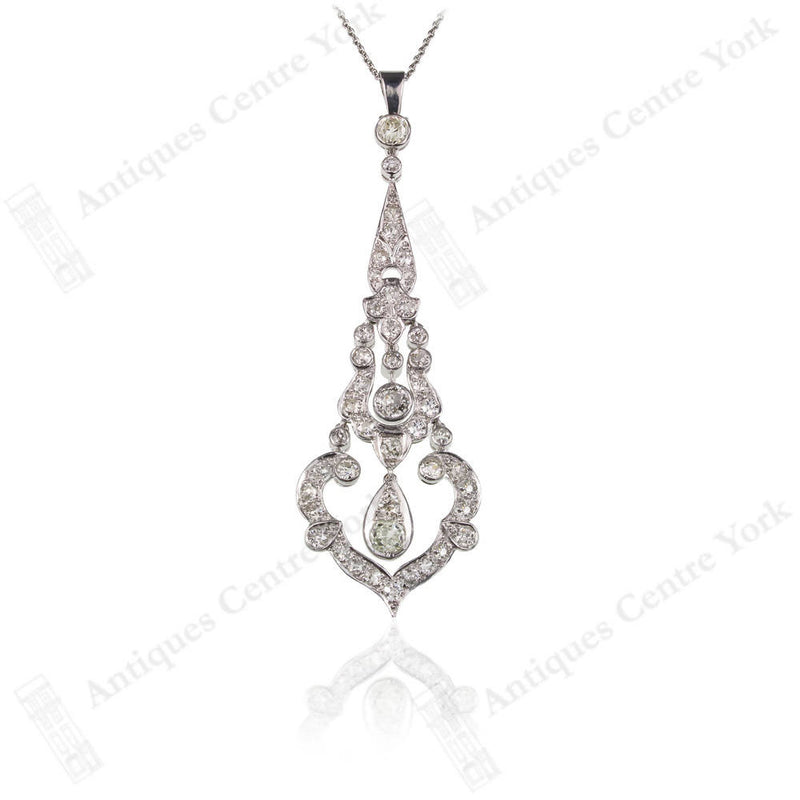 Art Nouveau Platinum & Diamond Pendant