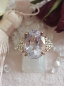 New Rose De France Amethyst & White Cambodian Zircon Ring - Size P