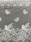 Cottage Victorian Design Birds & Butterfly Cotton Lace Curtain Panel 18" drop Cafe Curtain Brise Bise ecru by the metre