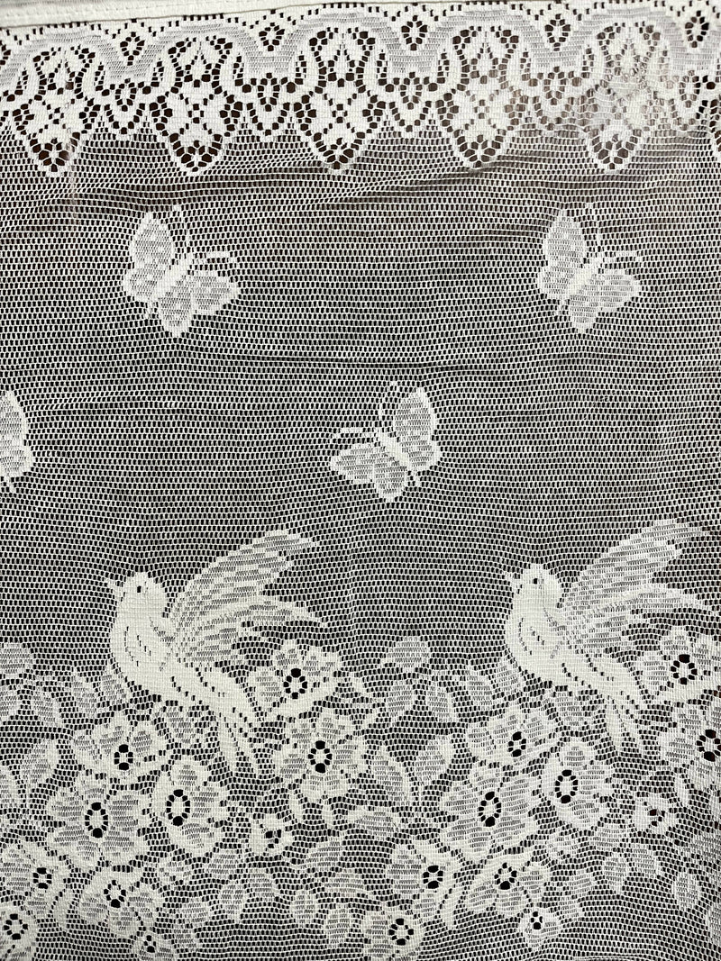 Cottage Victorian Design Birds & Butterfly Cotton Lace Curtain Panel 24" drop Cafe Curtain Brise Bise ecru by the metre