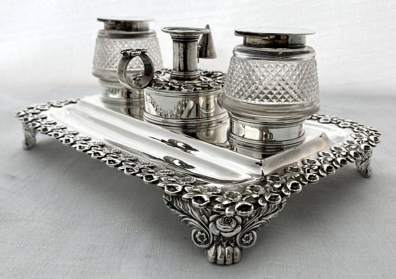 Georgian, George IV, Silver Inkstand. London 1824 Joseph Angell I. 13.3 troy ounces.