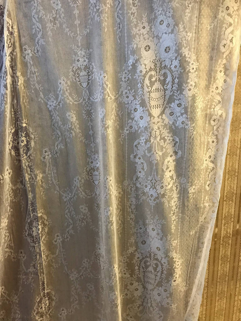 "Lydia" Victorian Style White Cotton Lace Curtain Panel- 60" x 86" 235cm