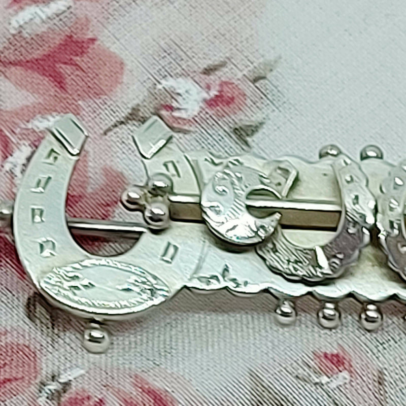 Victorian Silver Horse Shoe Bar Brooch