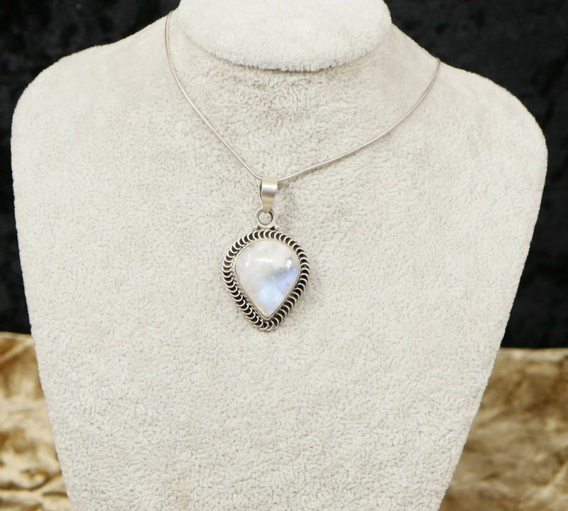 Silver and Moonstone Designer Pendant & Chain