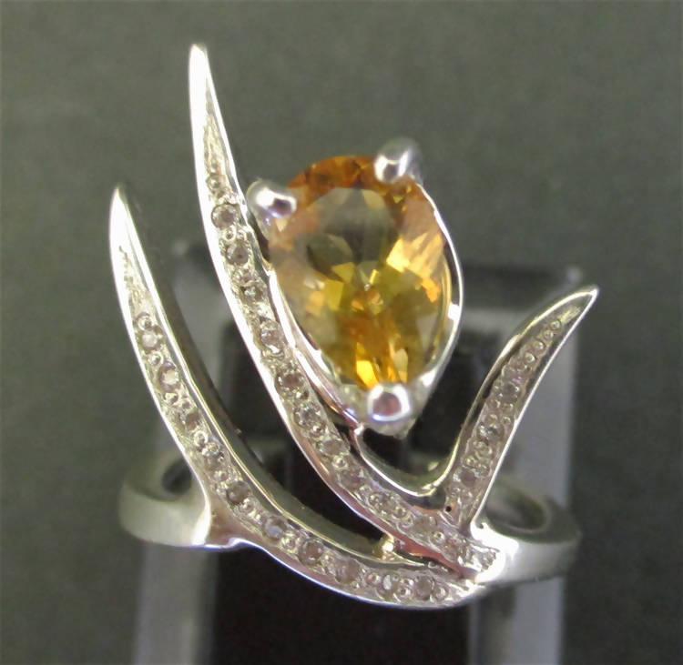 Jake: Citrine and cz silver ring
