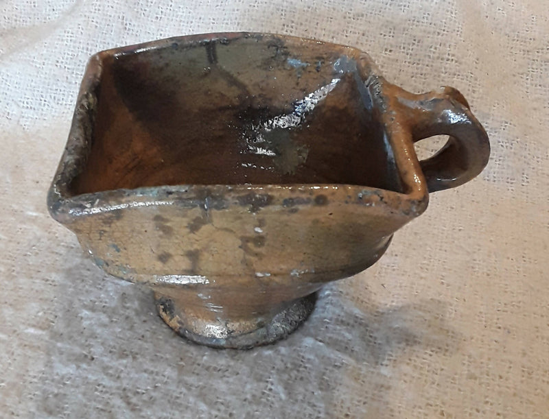 An Early Stuart Period Glazed Terracotta Cup Warmer.