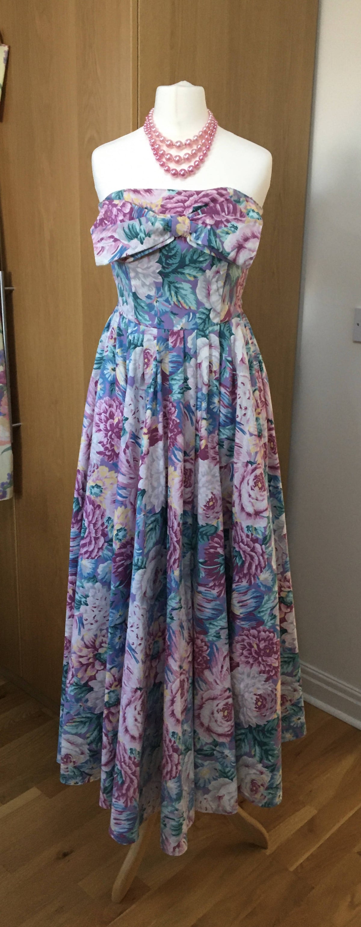Vintage Laura Ashley Strapless Floral Tea Dress Vintage Laura Ashley Strapless Floral Tea Dress