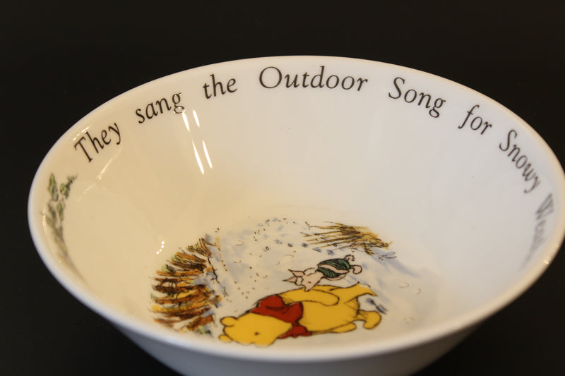 Royal Doulton Winnie the Pooh bowl "they sang the outdoor song for snowy weather all the way home"