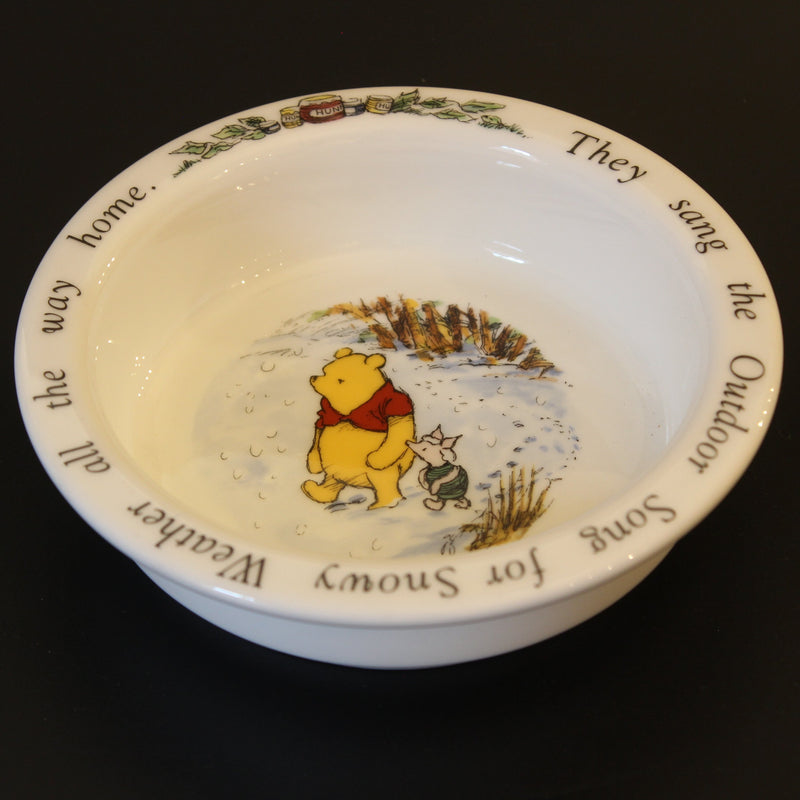 Royal Doulton Winnie the Pooh bowl "they sang the outdoor song for snowy weather all the way home"