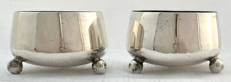 Victorian Pair of Dresser Style Silver Salts. London 1881 Edward Hutton. 2.4 troy ounces.