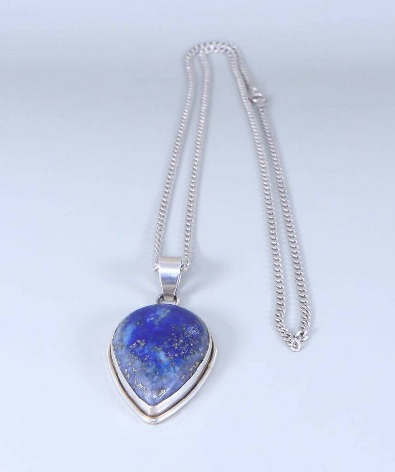 Vintage Silver and Lapis Lazuli Statement pendant & Chain