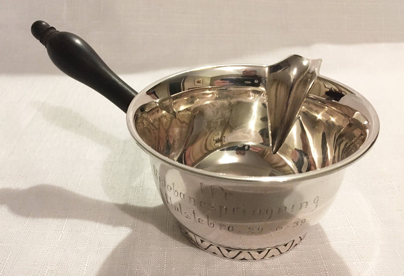 Danish 830 silver sauce pot. Assay marks for Christian Heise 1939.