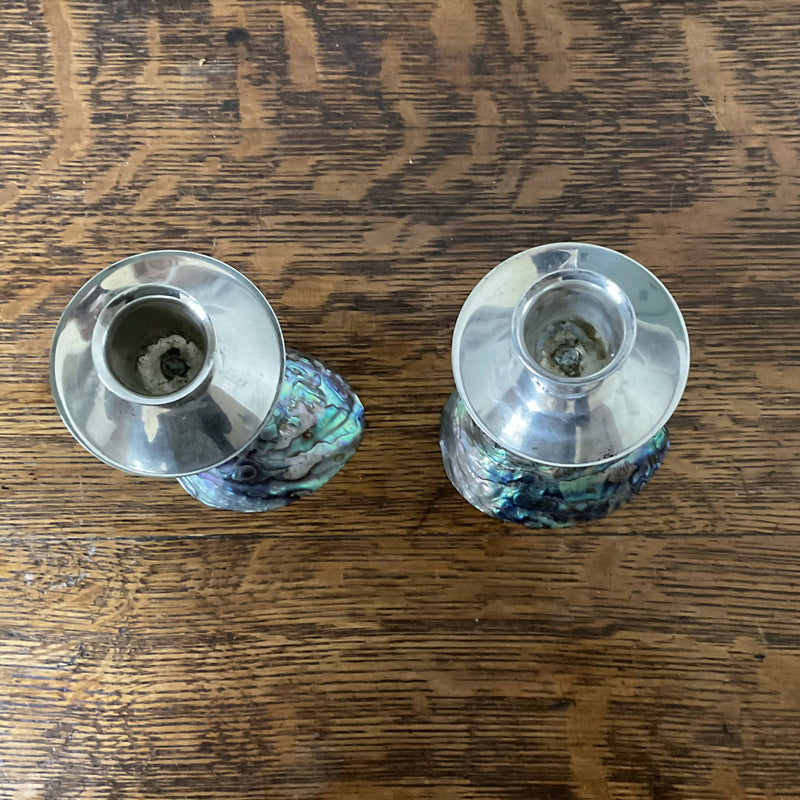 Paua shell candlesticks