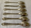 Aesthetic Movement cased set of naturalistic double struck teaspoons and sugar tongs, circa 1880 - 1900.