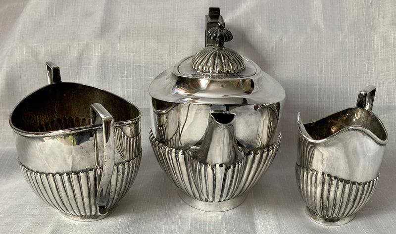 George V Period Silver Plated Tea Set with Part Fluted Decoration, Circa 1920's.