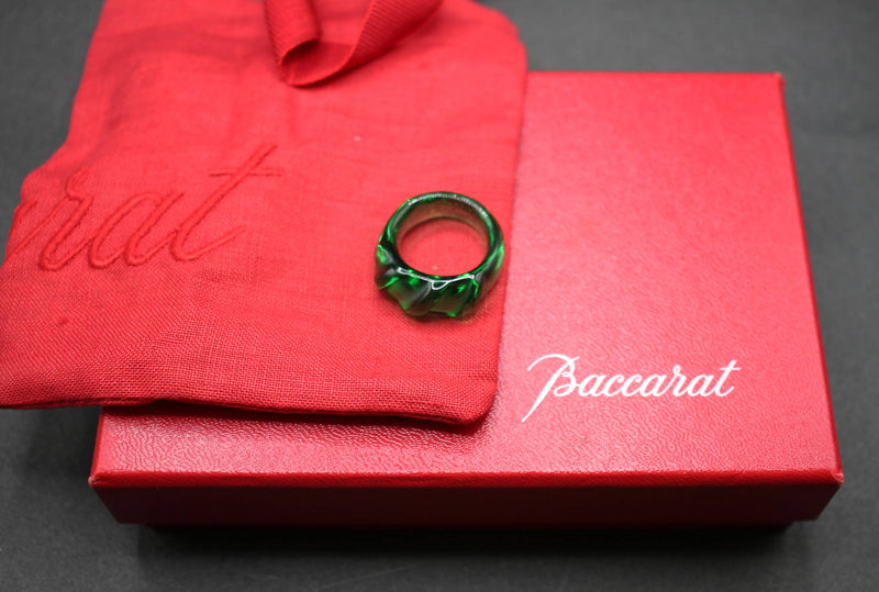 Baccarat green crystal ring