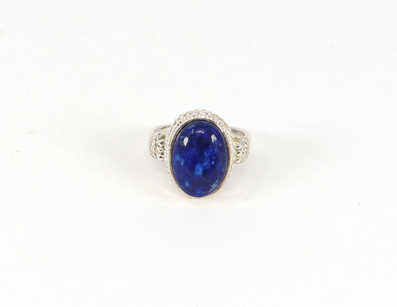 Vintage Silver & Blue Agate Ring