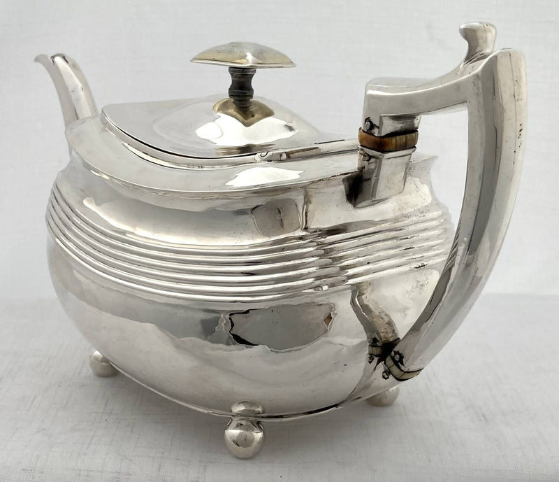 Georgian, George III, Crested Silver Teapot. London 1807 Alice & George Burrows II. 21 troy ounces.